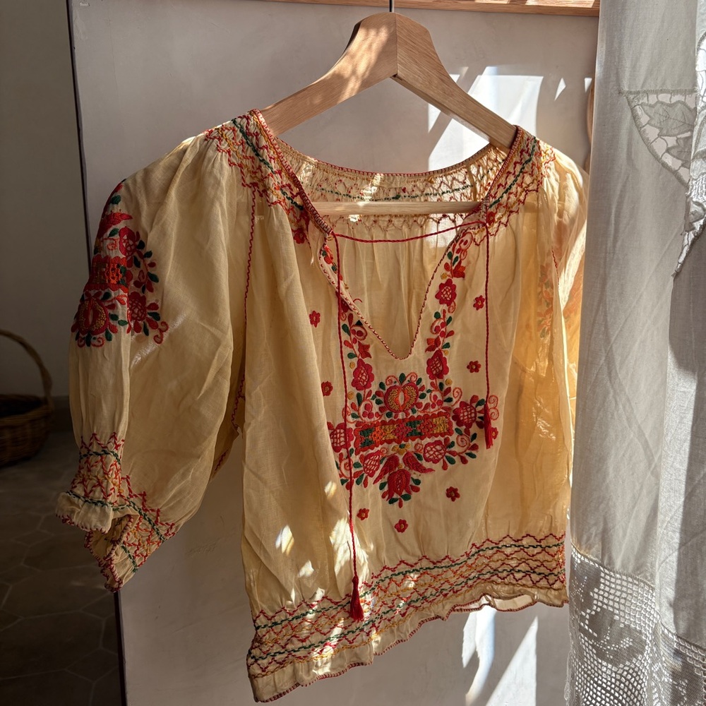 Vintage Hungarian Hand Embroidered Blouse